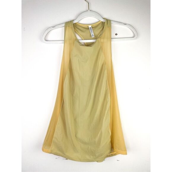 Athleta Ultimate Hybrid Tank Top Racer Back Small Acapulco Orange Yellow Mesh Si - Picture 1 of 9